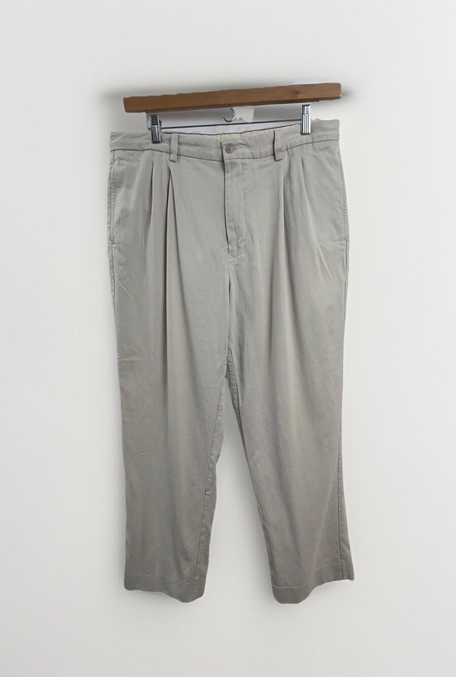 Tommy Bahama Khaki Straight Pleated Pants Men 80% Silk Chino Relax Sz 36x30